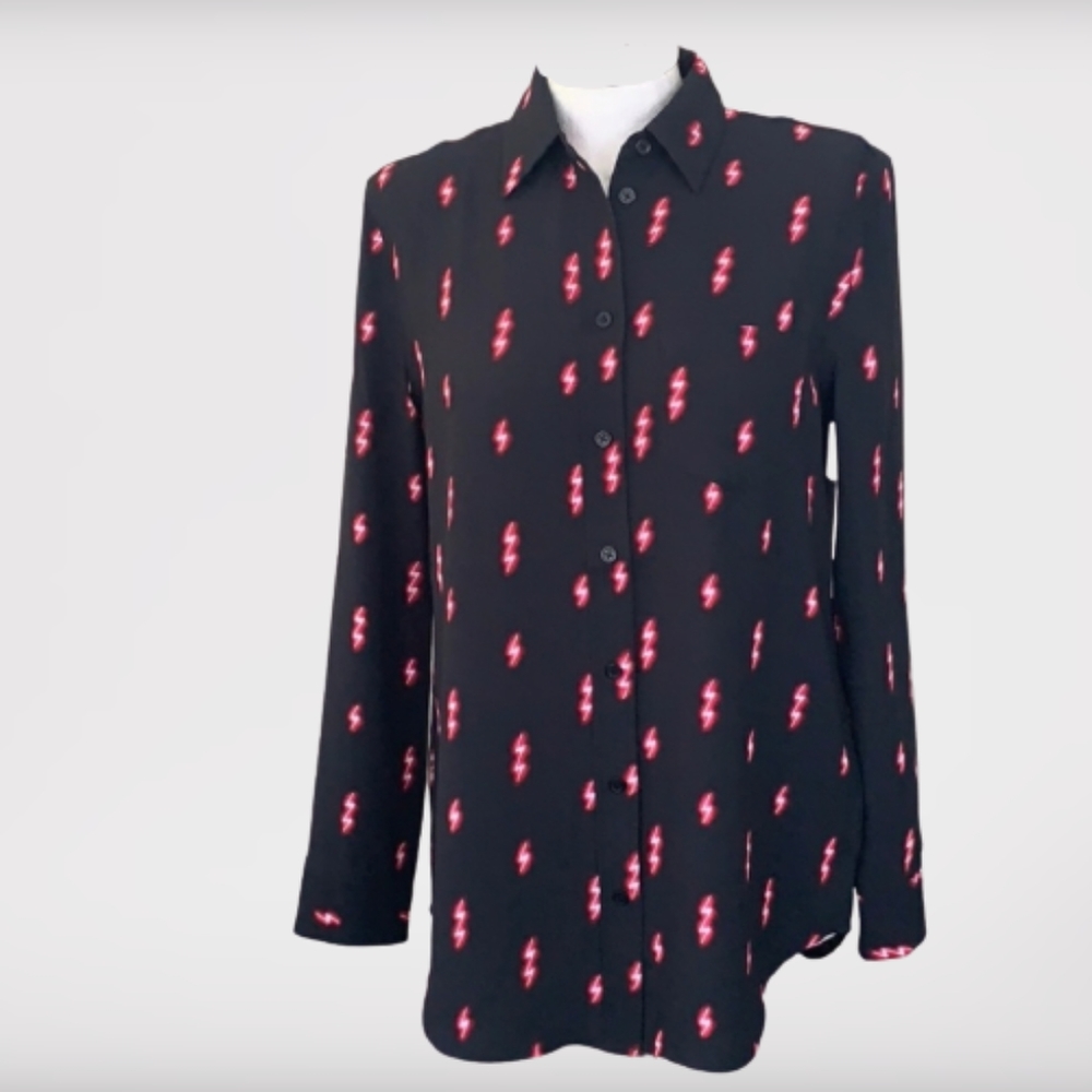 Equipment Femme Black Red White Blouse - Picture 2 of 8